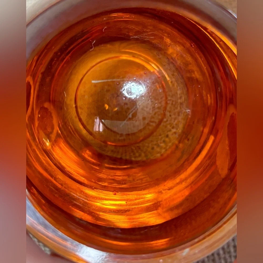Orange Glass Candle Holder Set Rounded Base Goblin Core Boho Harvest Halloween